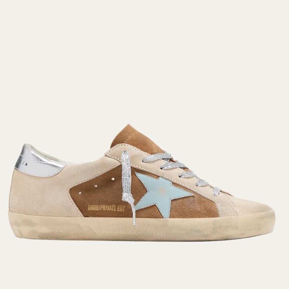 NEW Super-Star Double Quarter Golden Goose, 37, Tobacco light blue silver, GGDB